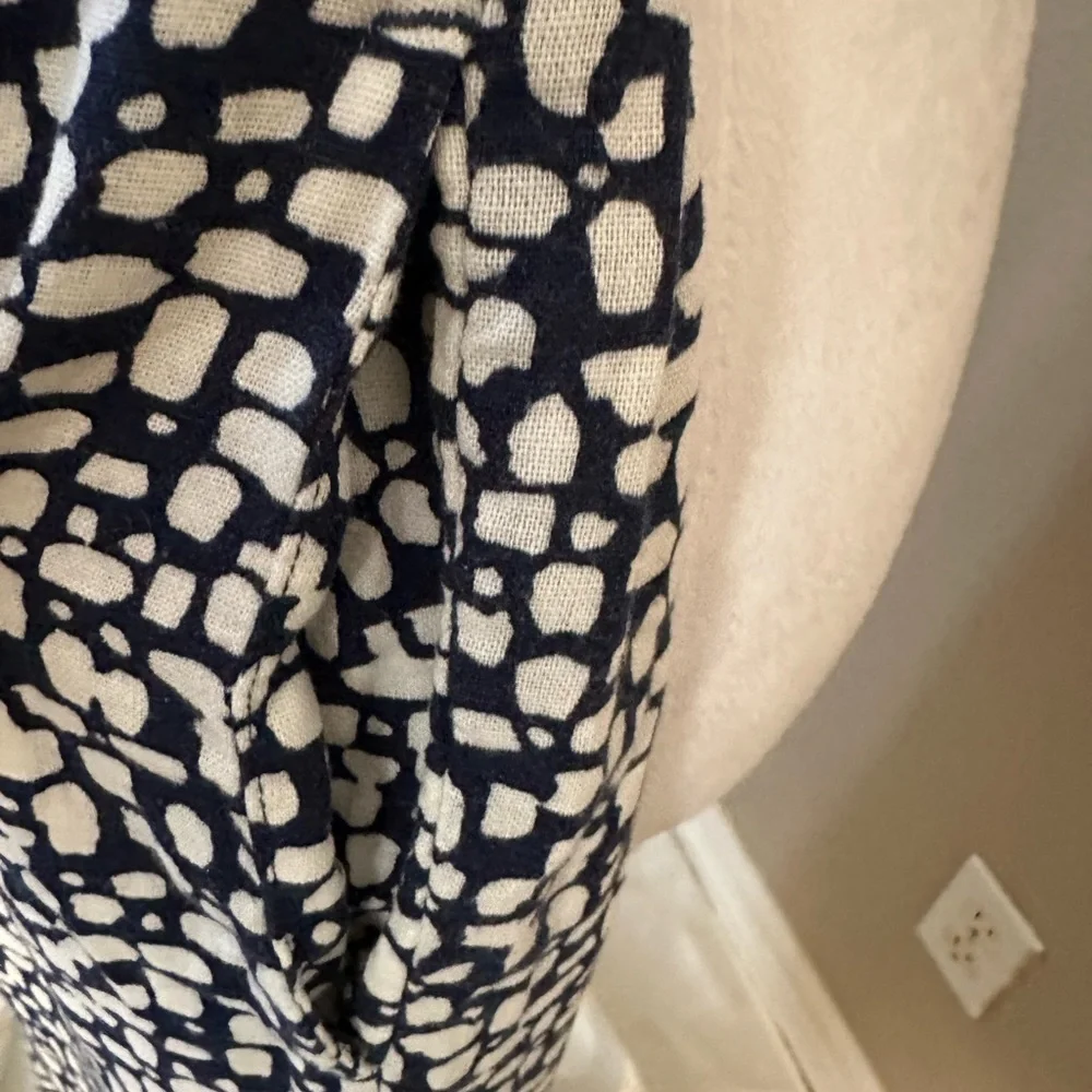 Banana Republic Navy and White Cropped Linen Blend Wide Leg Pants NWT